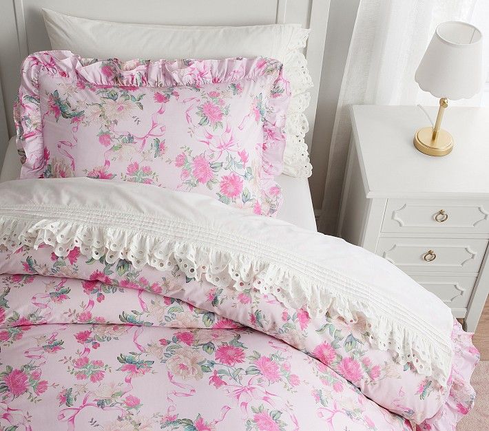 LoveShackFancy Cabbage Rose Ruffle Duvet Organic Cover & Shams | Pottery Barn Kids