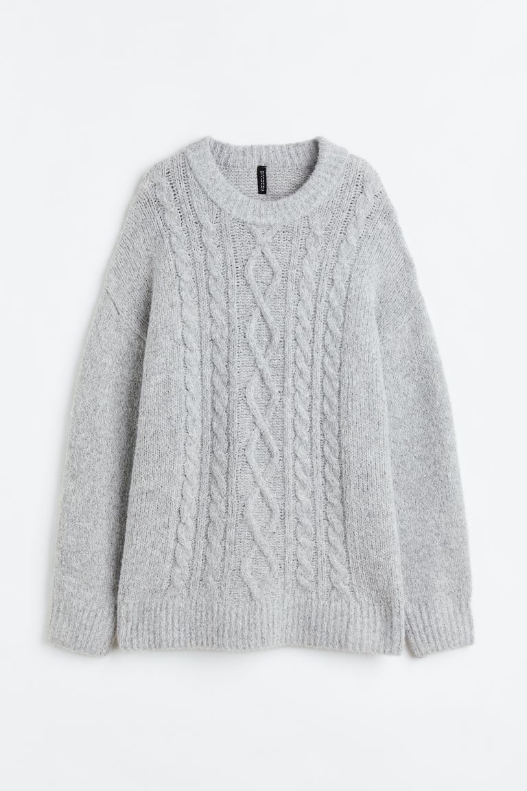 Oversized Cable-knit Sweater - Light gray - Ladies | H&M US | H&M (US + CA)