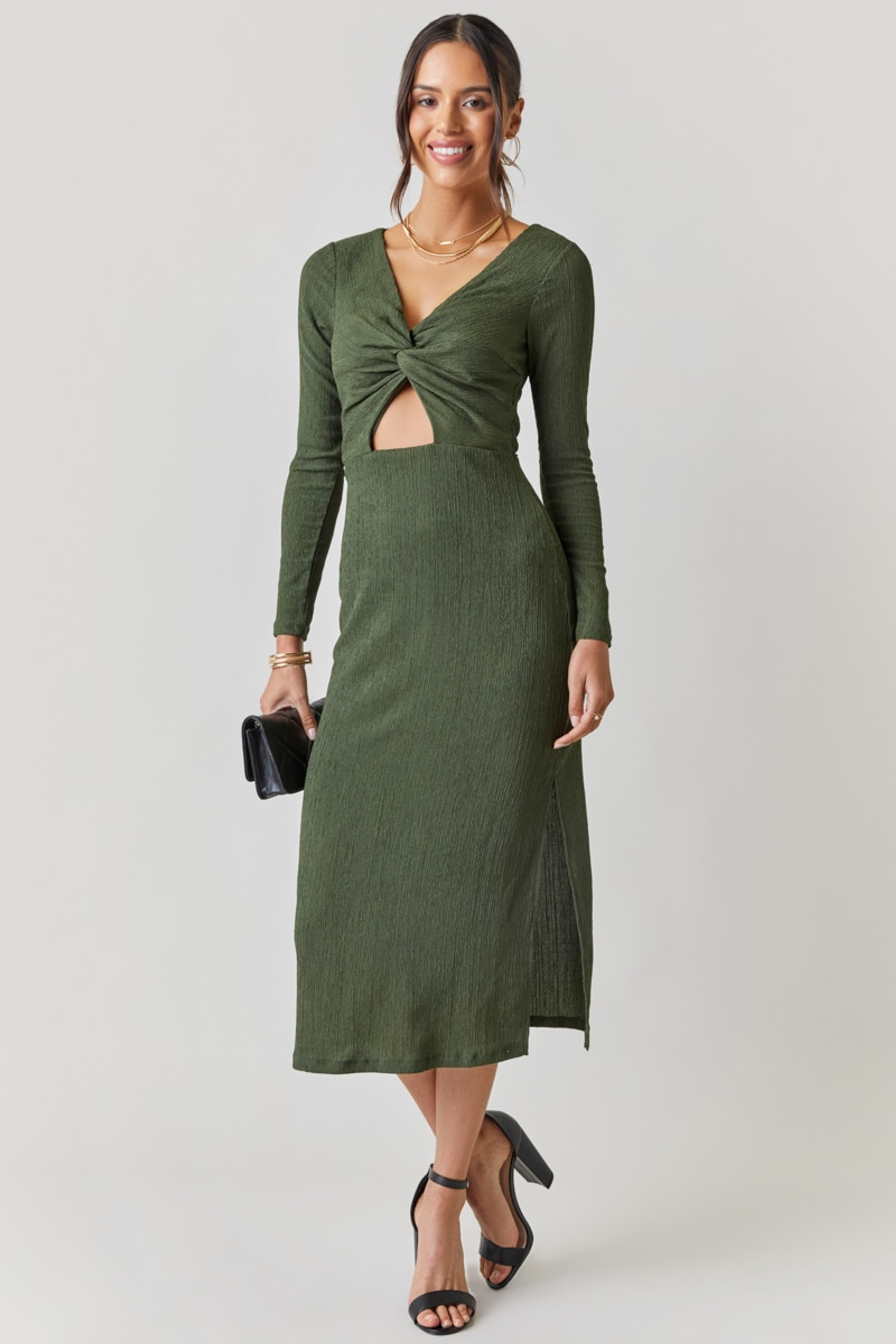 Cali Twist Front Midi Dress | Francesca's