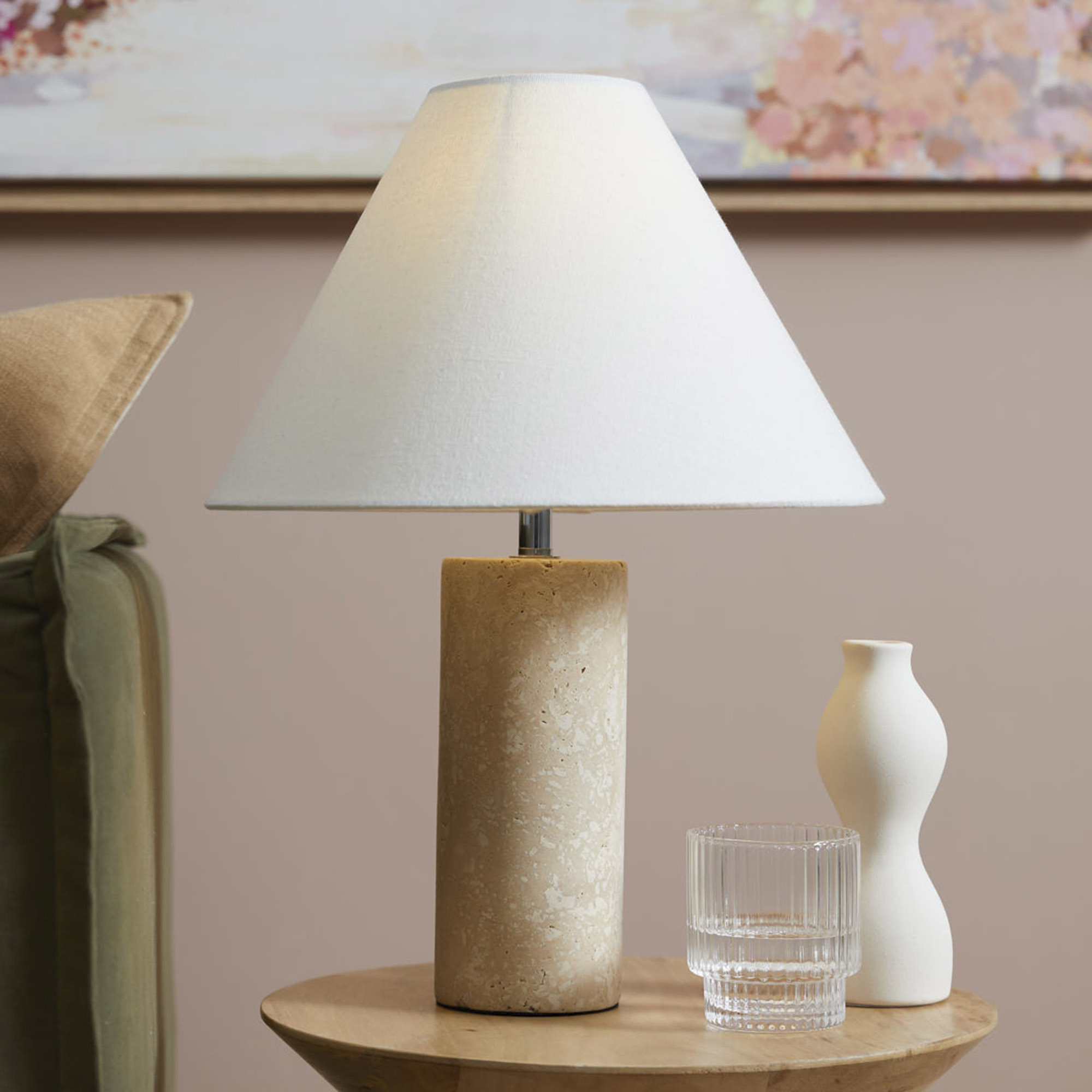 42cm Siena Travertine Table Lamp | Temple & Webster AU