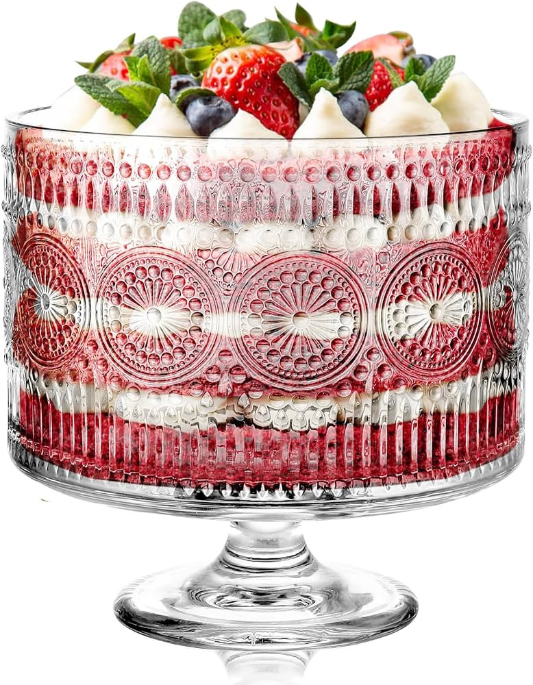 Glass Trifle Bowl, 110 oz Footed Trifle Bowl, Trifle Serving Dish for Layered Dessert, Fruit, Sal... | Amazon (US)