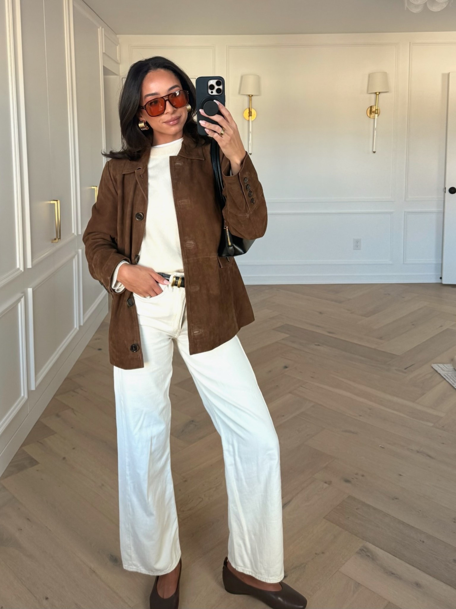 Spring transitional outfit! Wearing size XS tee, small sweater, size small jacket (OOS but I've linked similars) and size 25 jeans Spring outfit Casual outfit Weekend outfit Date night outfit Jeans outfit 

#LTKSeasonal