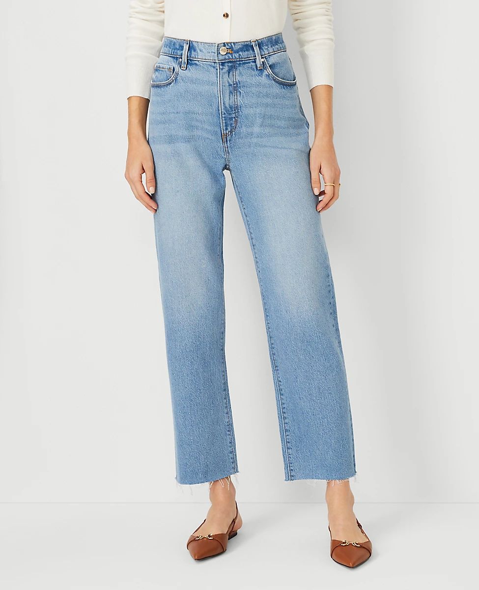 AT Weekend Fresh Cut High Rise Straight Jeans in Light Vintage Wash | Ann Taylor (US)