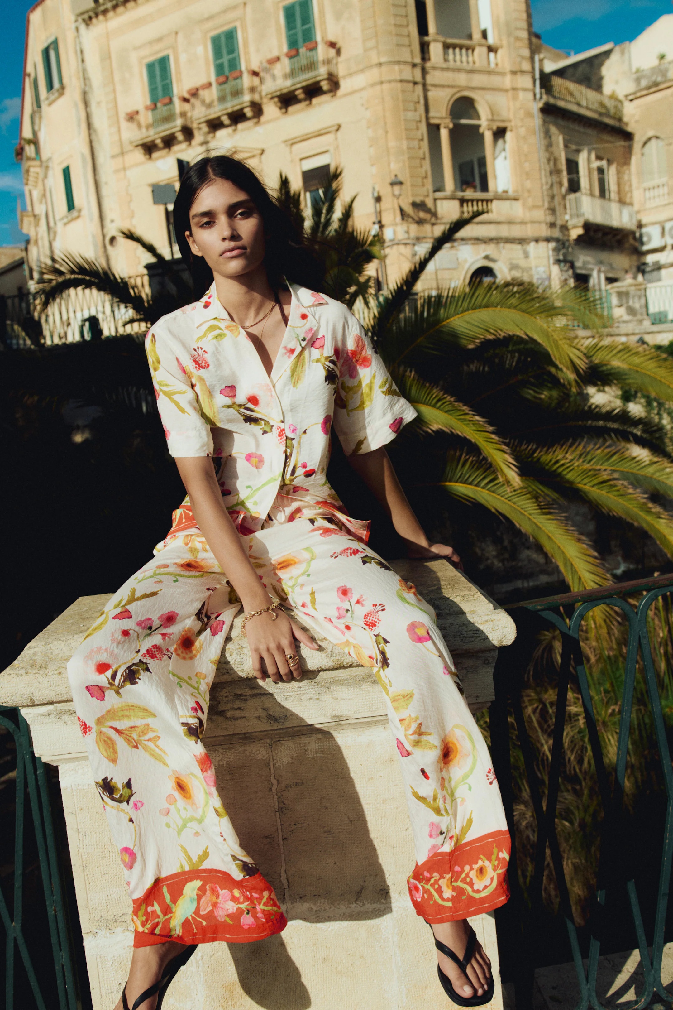 Wide-Leg Drawstring Pants - White/patterned - Ladies | H&M US | H&M (US + CA)