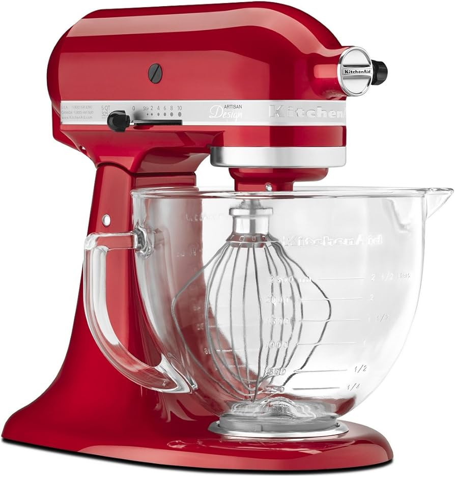 KitchenAid KSM155GBCA 5-Qt. Artisan Design Series with Glass Bowl - Candy Apple Red | Amazon (US)