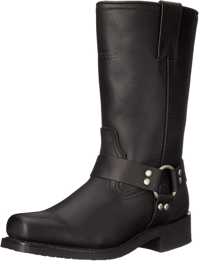 Ad Tec Woman's 12in Harness Straps Grain Leather Motorcycle Riding Boots, Black - Square Soft Toe... | Amazon (US)
