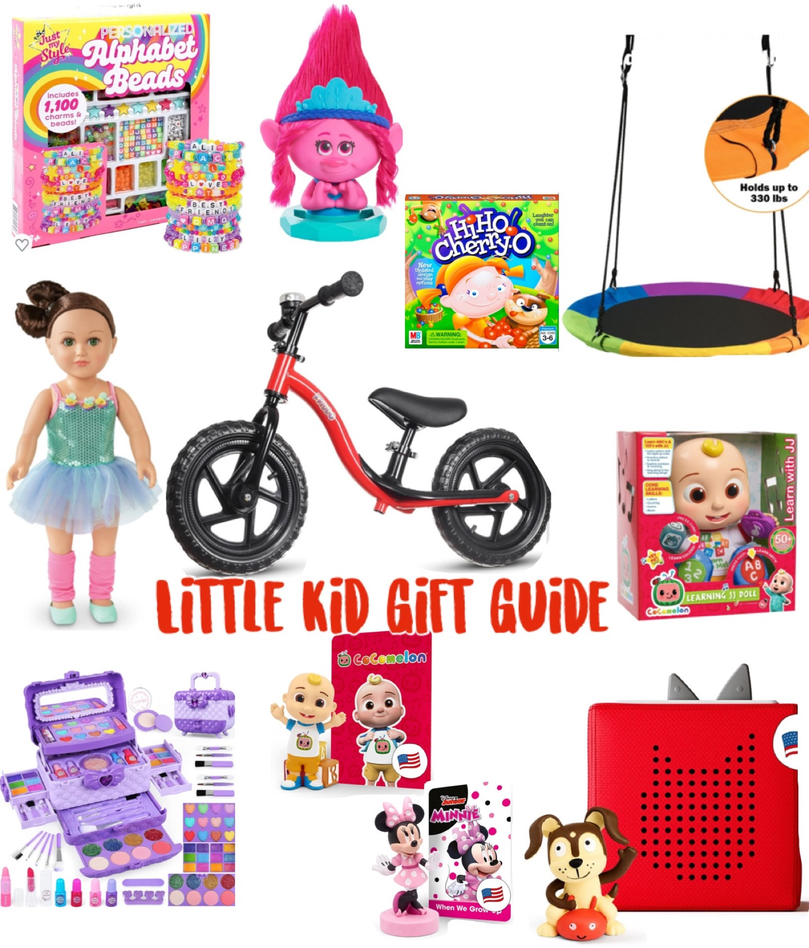 Gift guide for kids! Cyber week deals at Amazon and Walmart!! Toddler gift guide! Little girl gift guide!! Strider balance bike, tonies box, play makeup set, outdoor swing, board game and more!! 

#LTKCyberWeek #LTKGiftGuide
