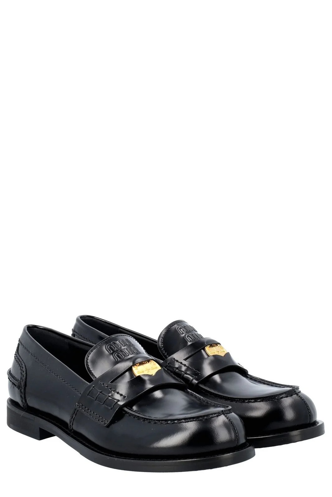 Miu Miu Round Toe Penny Loafers | Cettire Global