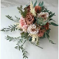 Wedding Bouquets Coffee Brown Blush Terracotta Rose Pampas Grass Weddings Bouquet Rust Eucalyptus Artificial Cascading | Etsy (US)