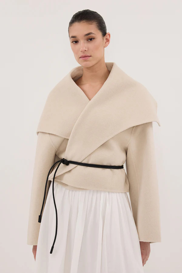 LUCIA BONE CROPPED WOOL BLEND TRENCH COAT | DISSH