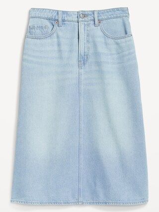 Extra High-Waisted A-Line Midi Jean Skirt for Women | Old Navy (US)