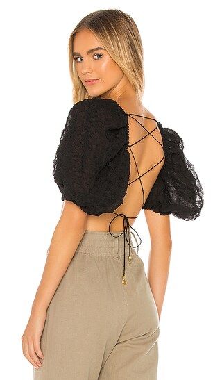L'Academie The Lealia Crop Top in Black from Revolve.com | Revolve Clothing (Global)