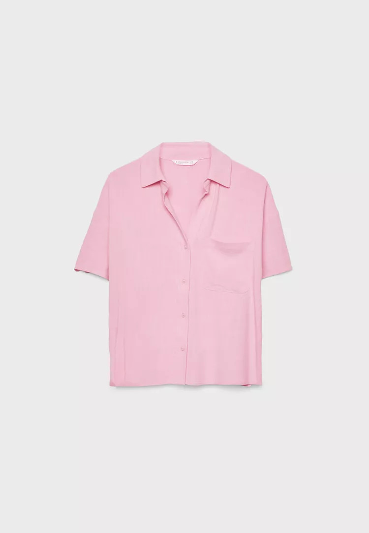 Short sleeve linen blend shirt | Stradivarius (UK)