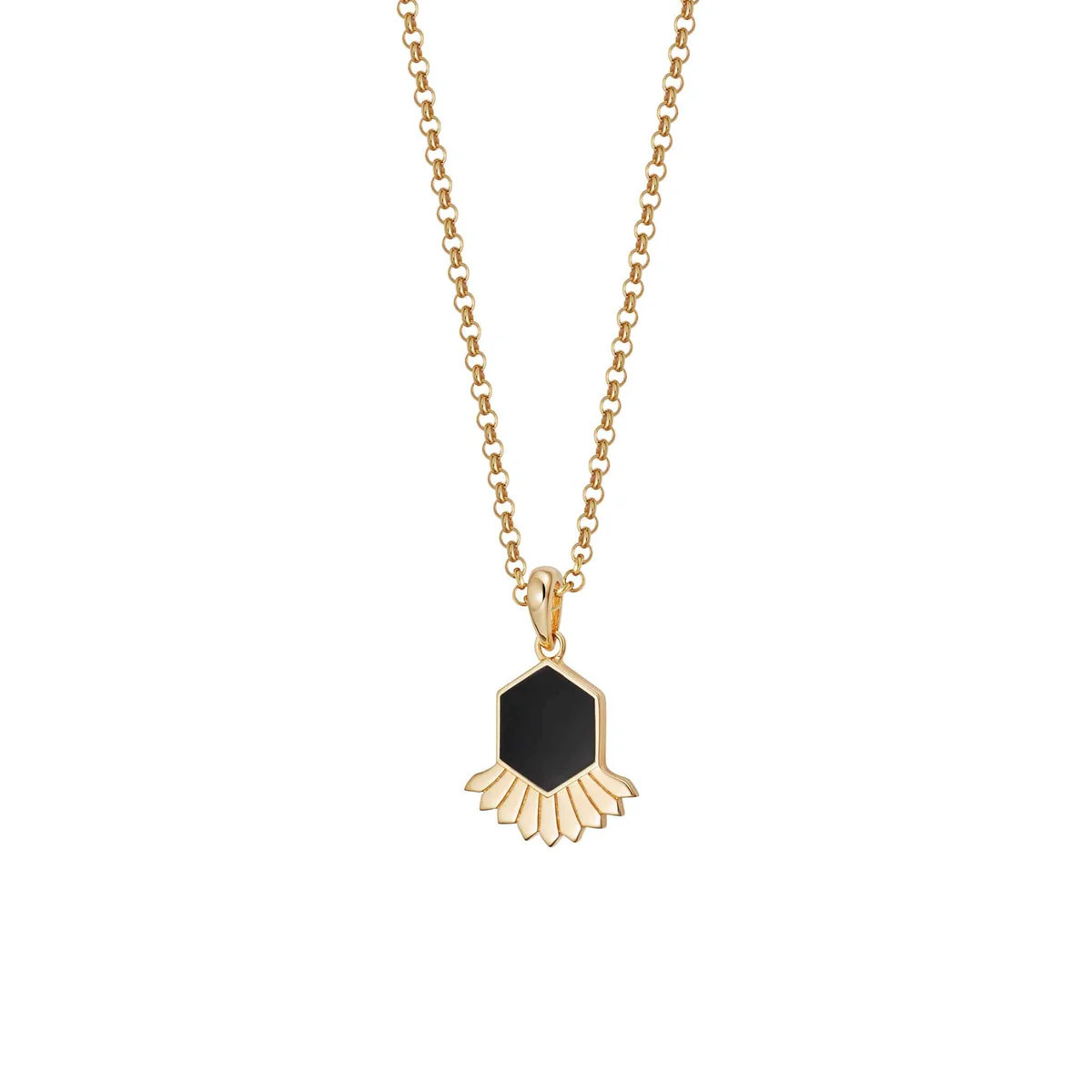 Hexagon Fan Necklace 18ct Gold Plate | Daisy London Jewellery