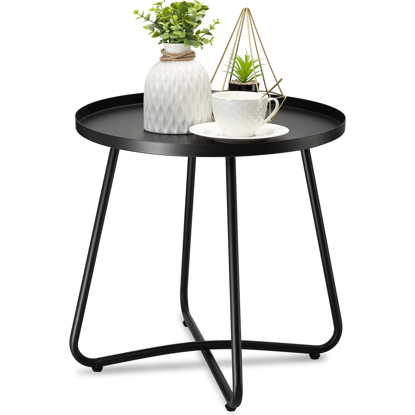 danpinera Outdoor Side Tables, Weather Resistant Steel, Small Round End Table for Patio Yard Balc... | Amazon (US)