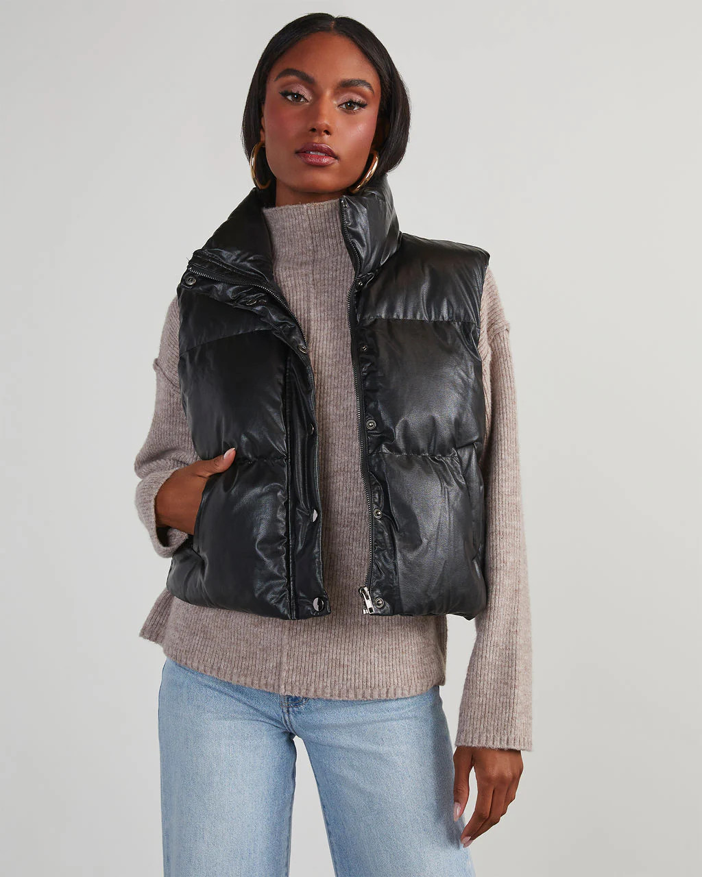 Cardona Faux Leather Puffer Vest | VICI