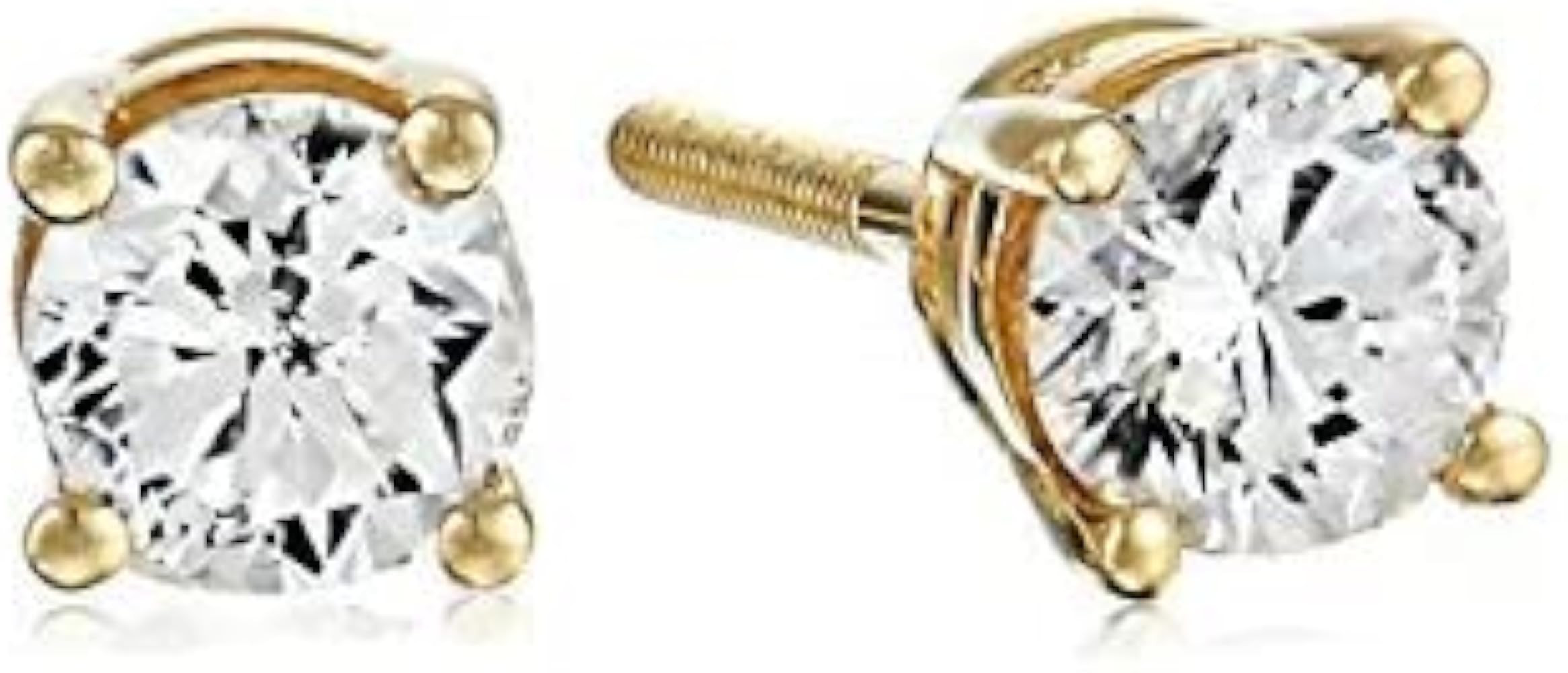 Amazon Collection AGS Certified 14k White Gold Diamond with Screw Back and Post Stud Earrings (J-... | Amazon (US)