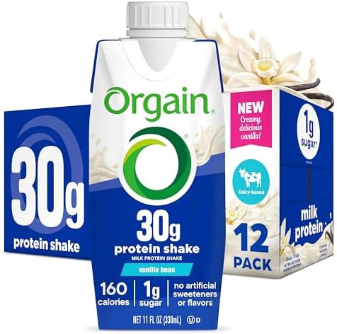 Orgain 30g High Protein Shake, Dairy Isolate Milk Protein, Vanilla Bean, 5g BCAAs, 1g Sugar per S... | Amazon (US)