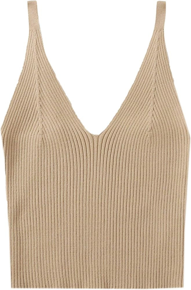 SweatyRocks Women's V Neck Spaghetti Strap Cami Tank Top | Amazon (US)