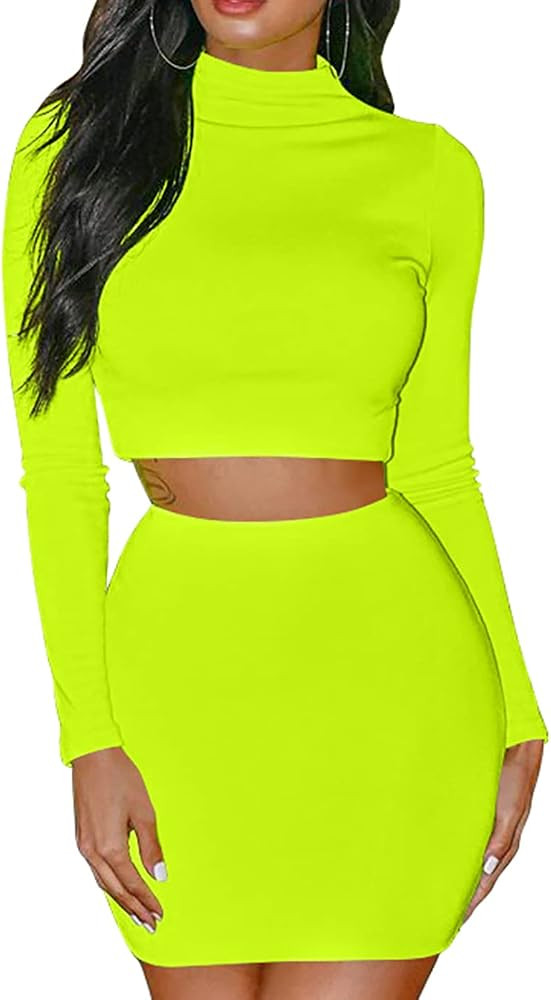 GOBLES Women's 2 Piece Skirt Sets Long Sleeve Bodycon Elegant Dress Outfits | Amazon (US)