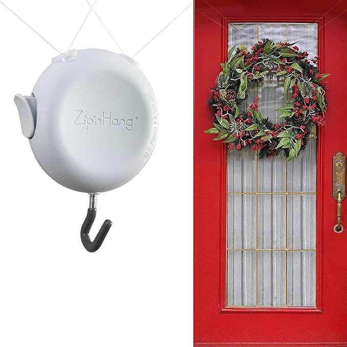 Zip 'n Hang White Metal Over The Door Hanger Wreath Hangers for Front Door - Damage Free Hanging ... | Amazon (US)