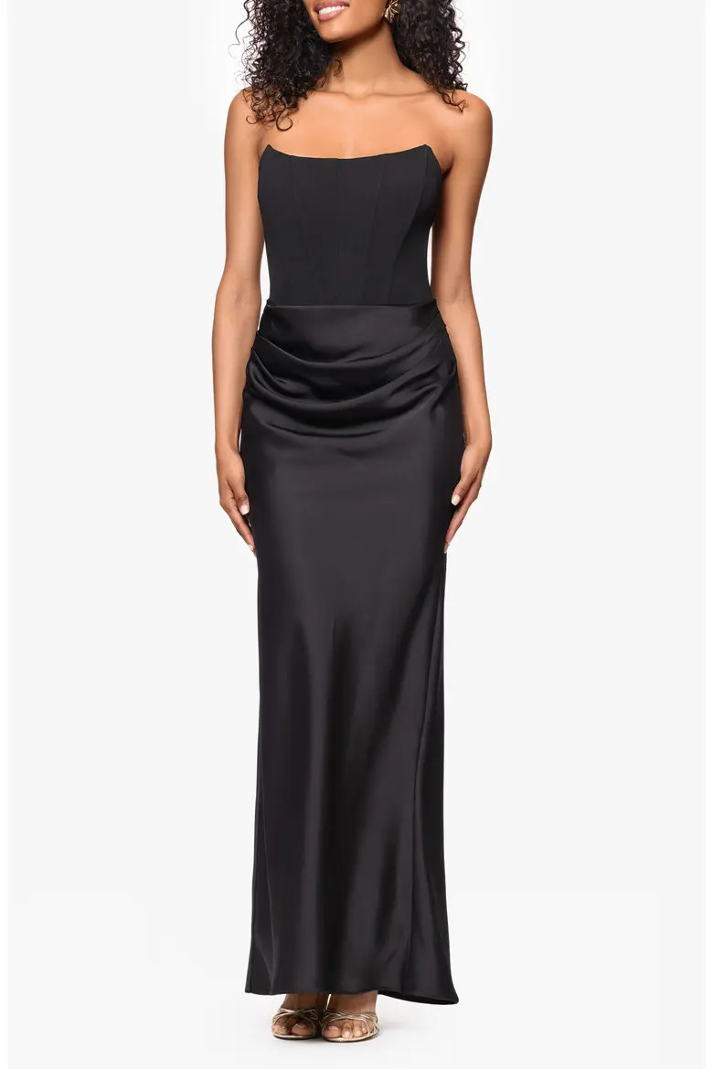 Strapless Mixed Media Gown (Women) | Nordstrom | Nordstrom