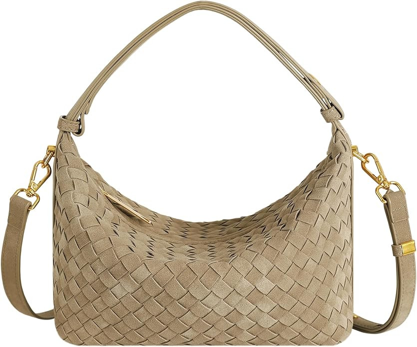 Vegan Leather Woven Tote Bag, Leather Braided Purse Clutch Purse, Woven Top-Handle Shoulder Handb... | Amazon (US)