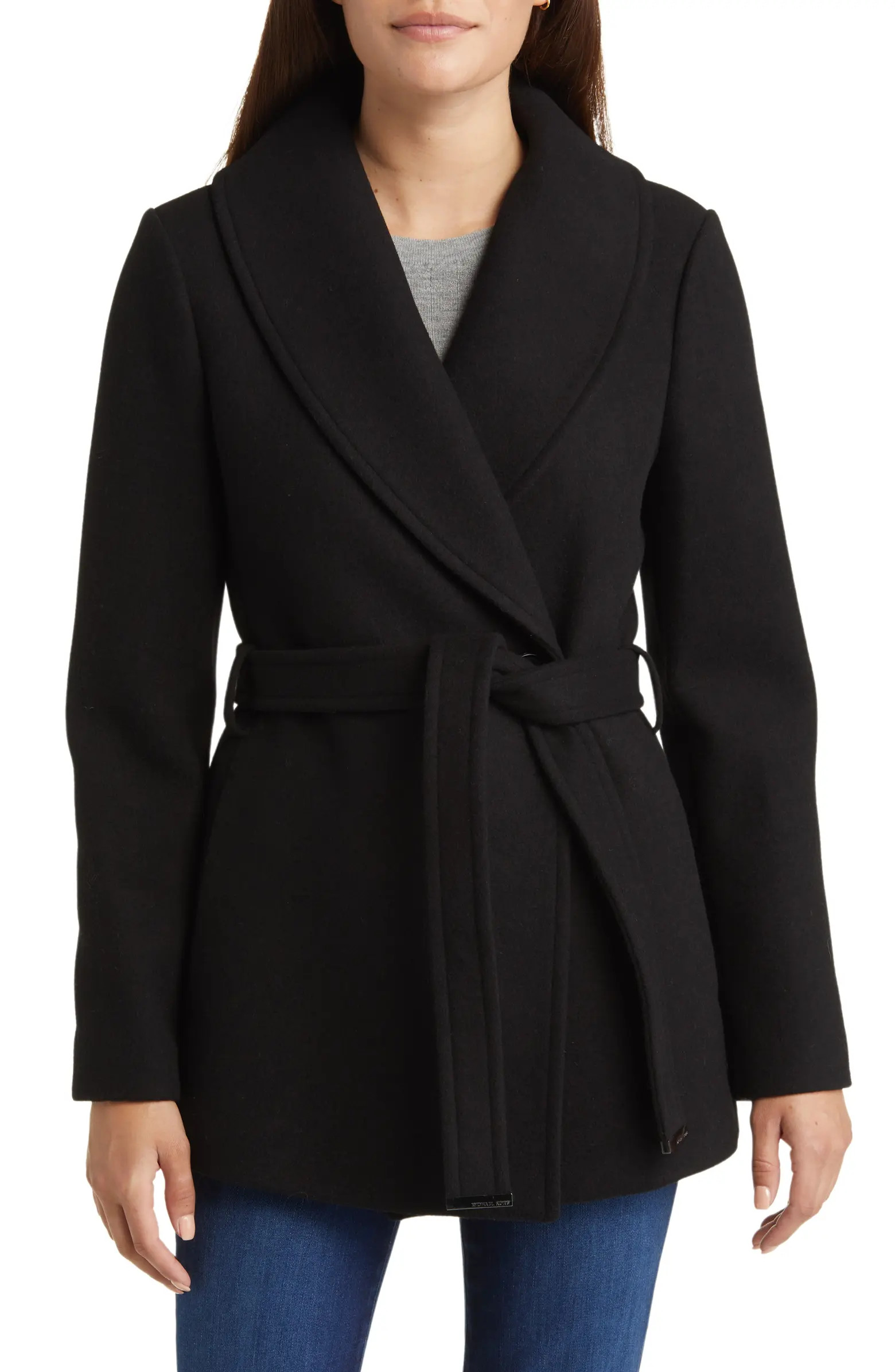 MICHAEL Michael Kors Belted Wool Blend Shawl Collar Coat | Nordstrom | Nordstrom