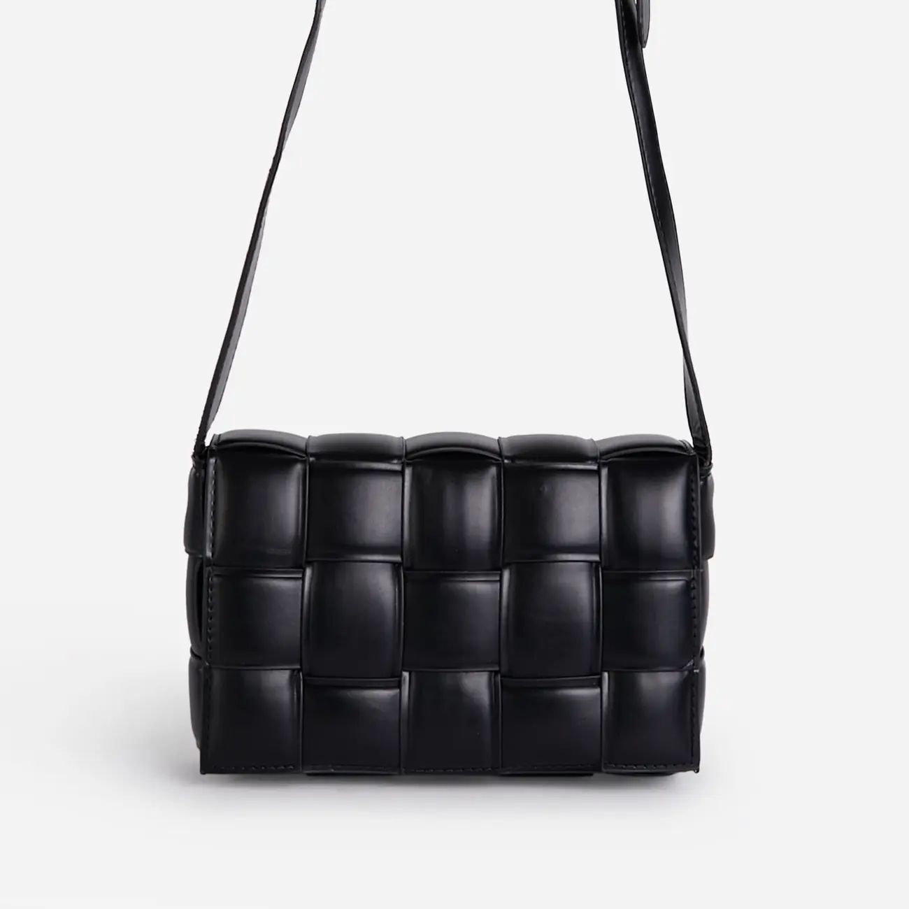 Mae Quilted Cross Body Bag In Black Faux Leather | EGO Shoes (US & Canada)
