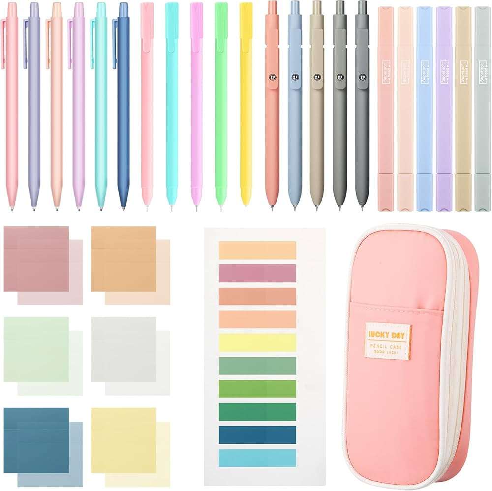Lincia 30 Pcs Aesthetic School Supplies 6 Cute Mechanical Pencil 5 Colored Ballpoint Pen 5 Quick ... | Amazon (US)