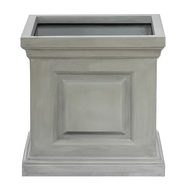 LuxenHome 17.52-in W x 17.52-in H Gray Mixed/Composite Contemporary/Modern Indoor/Outdoor Planter | Lowe's