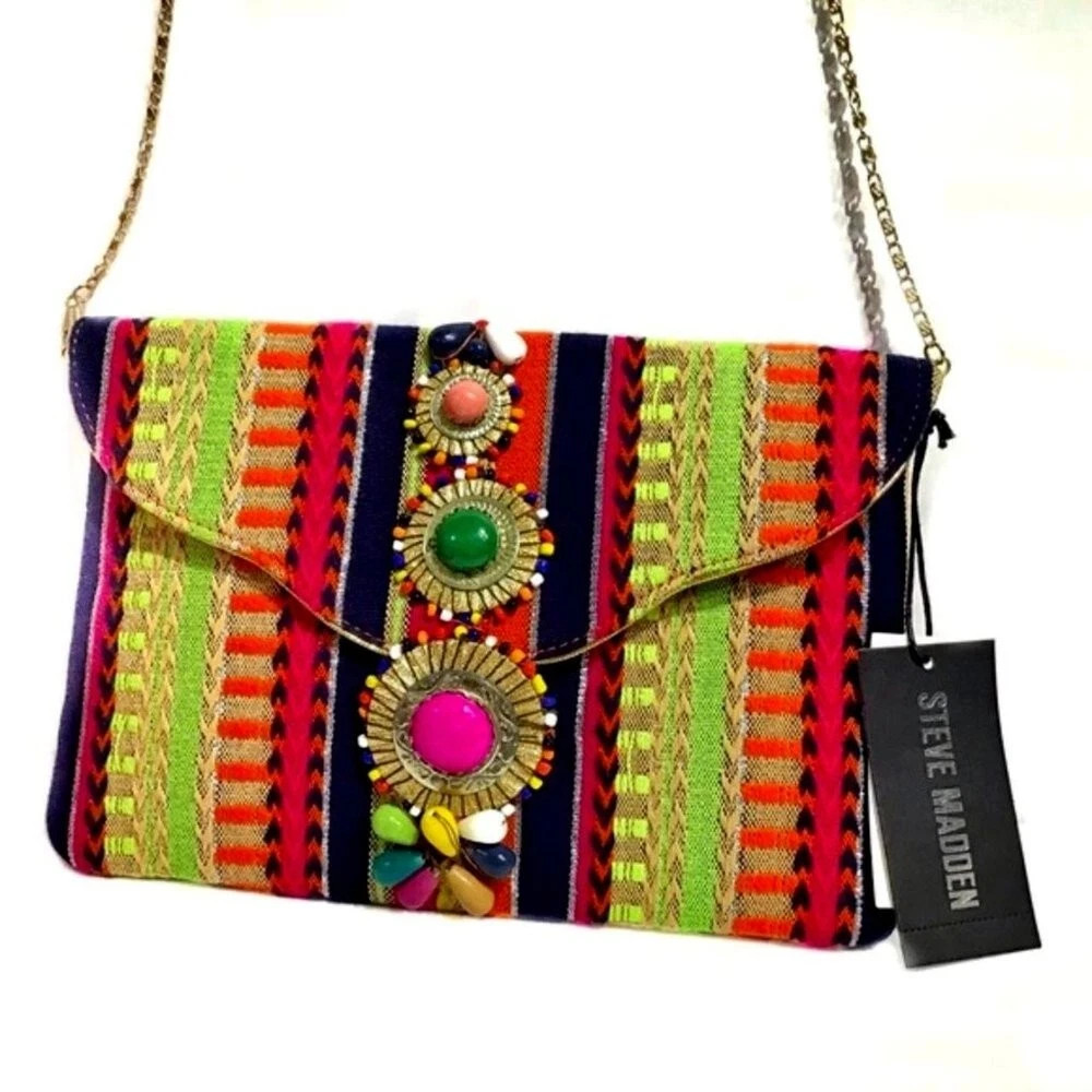 STEVE MADDEN Women's Bzada Multi-Color Strip Envelope Clutch/Crossbody | eBay | eBay US
