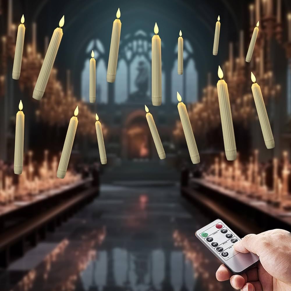 5plots Flameless Taper Candles Flickering with Remote Timer, 7 Inch Ivory Battery Operated Led Ta... | Amazon (US)