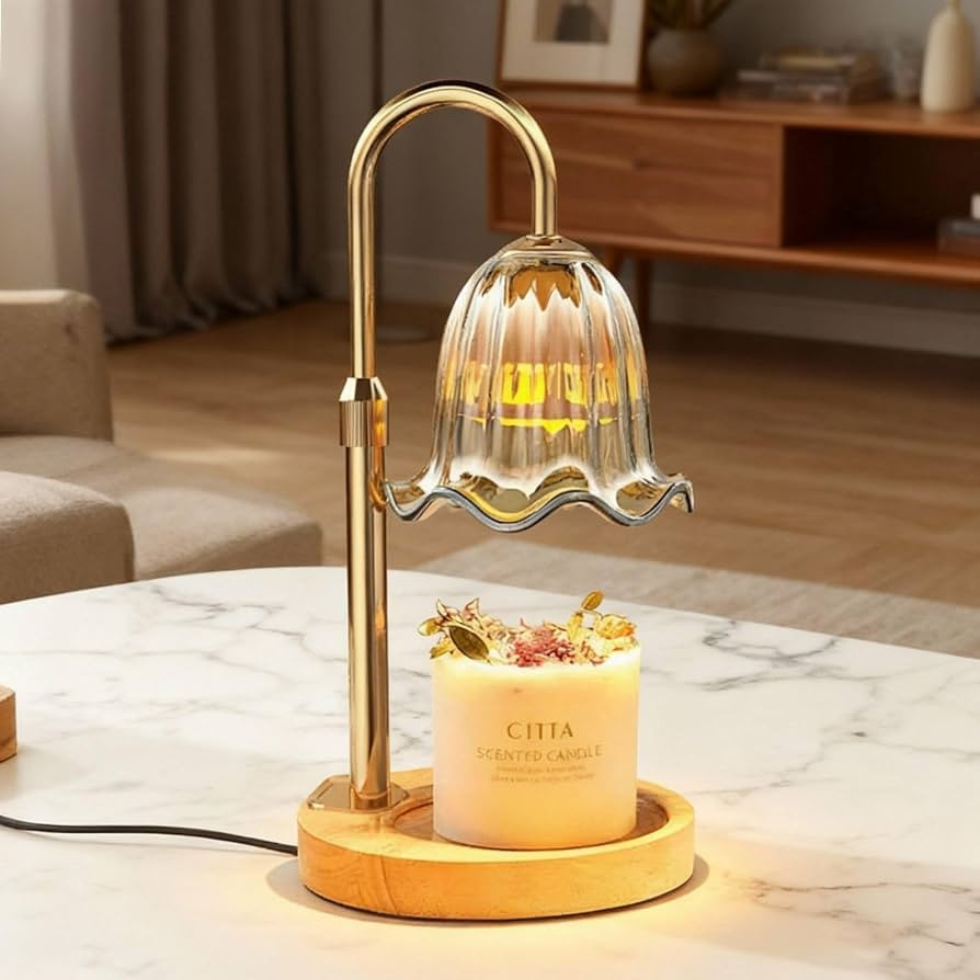 Crystal Candle Warmer Lamp with Timer & Dimmable Light, Wall Mount Option，Adjustable Height Wax... | Amazon (US)