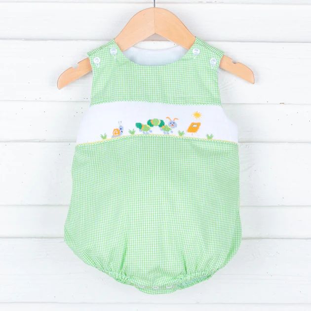 Smart Caterpillar Smocked Lime Green Bubble | Classic Whimsy