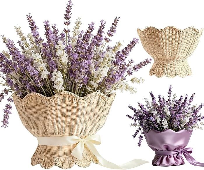 Scalloped Wicker Wall Basket,Scallop Hanging Rattan Basket for Organizing, Woven Plant Wall Decor... | Amazon (US)