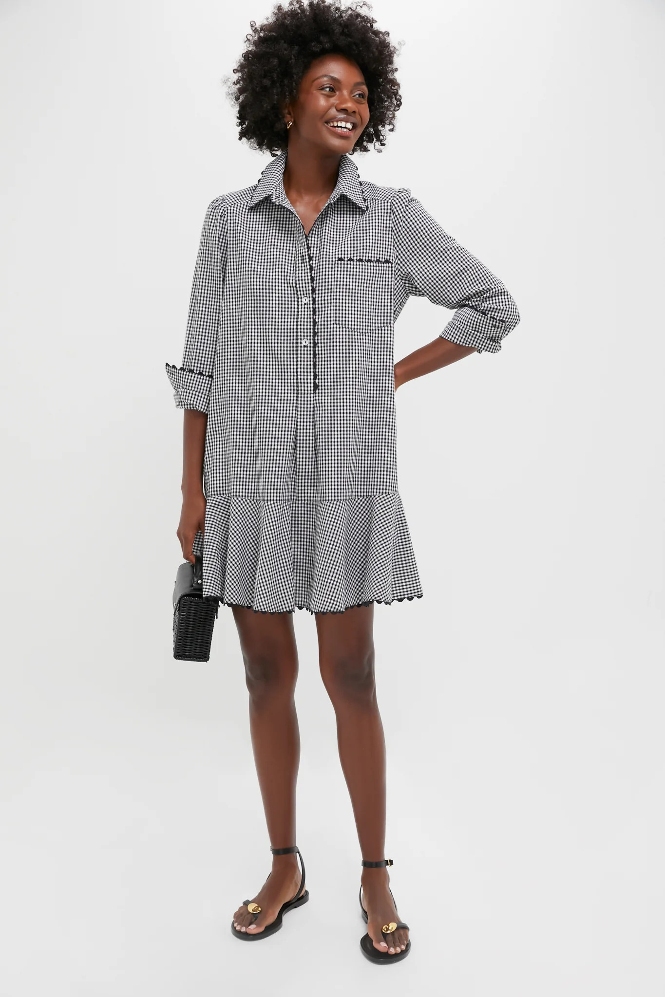 Black Gingham Ric Rac Callahan Shirt Dress | Tuckernuck (US)