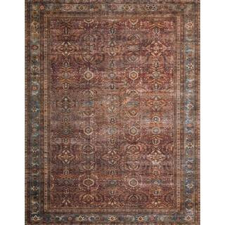 LOLOI II Layla Brick/Blue 7 ft. 6 in. x 9 ft. 6 in. Distressed Bohemian Printed Area Rug LAYLLAY-... | The Home Depot
