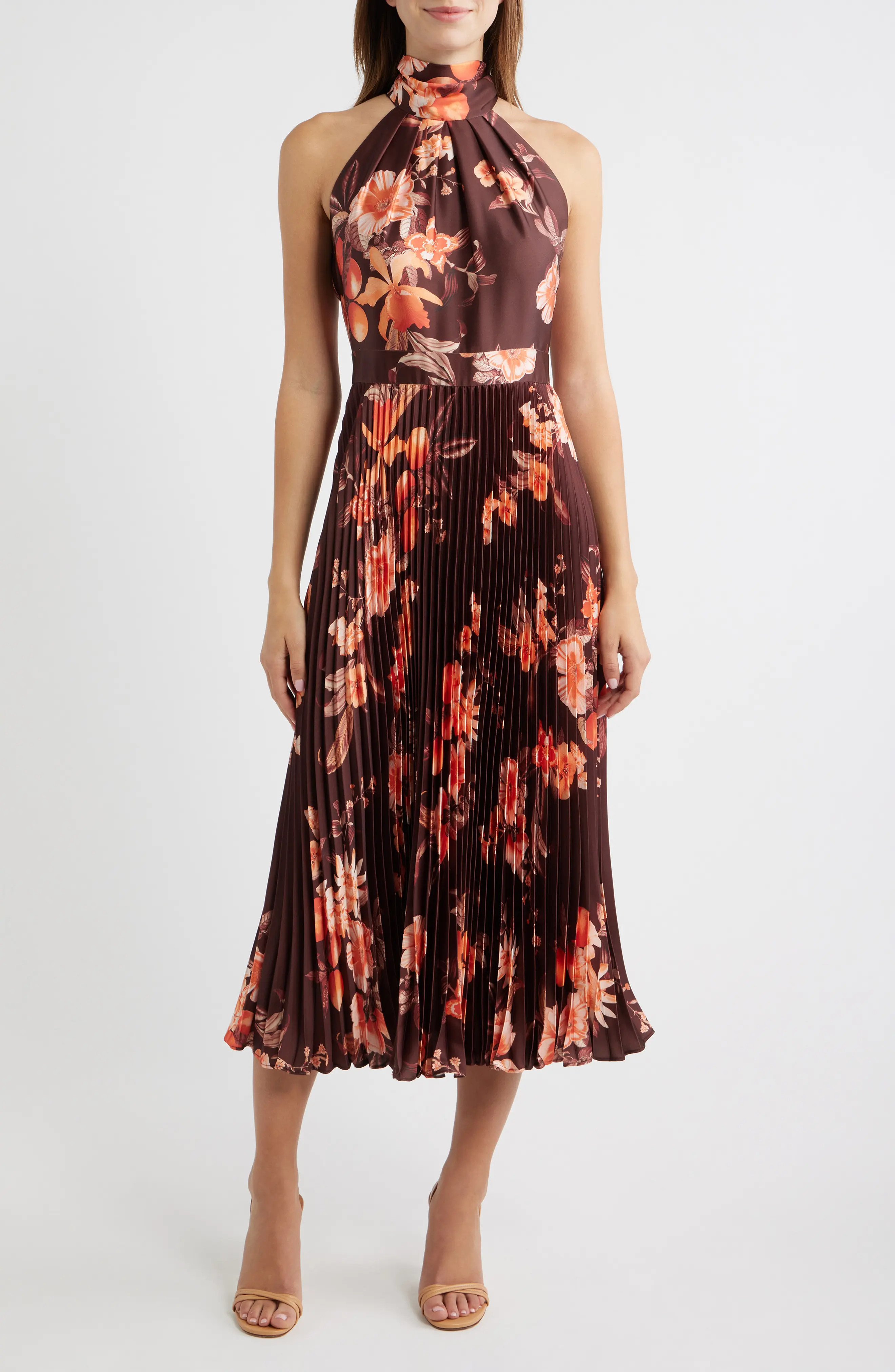 Eliza J Floral Print Sleeveless Print Midi Dress (Women) | Nordstrom | Nordstrom