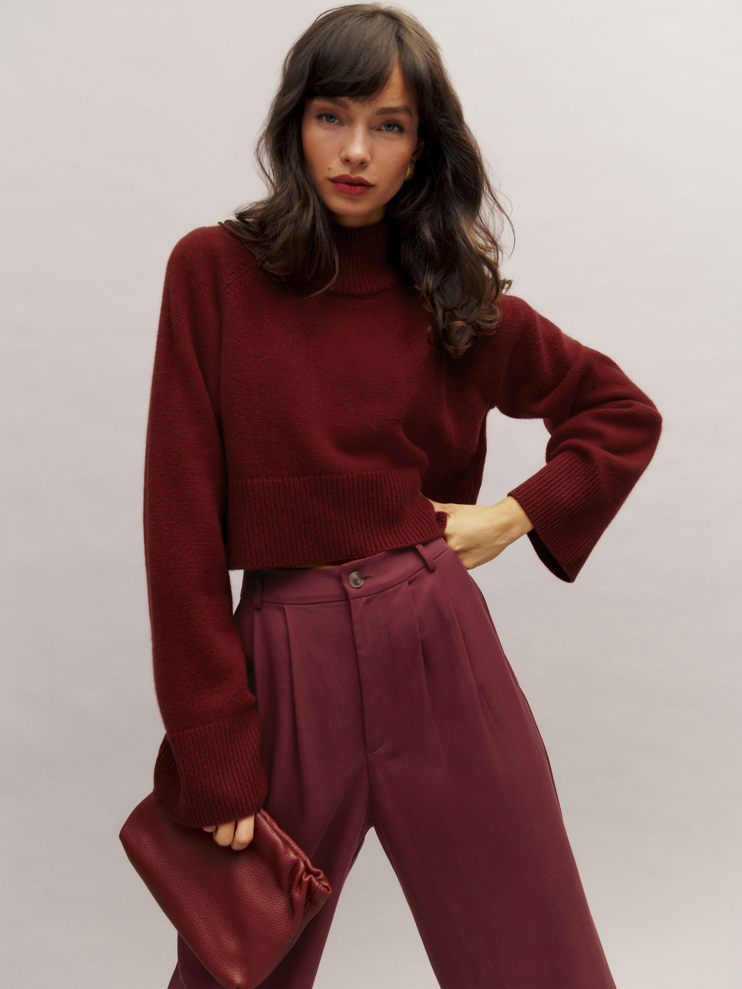 Garrett Cashmere Cropped Turtleneck | Reformation (Global)