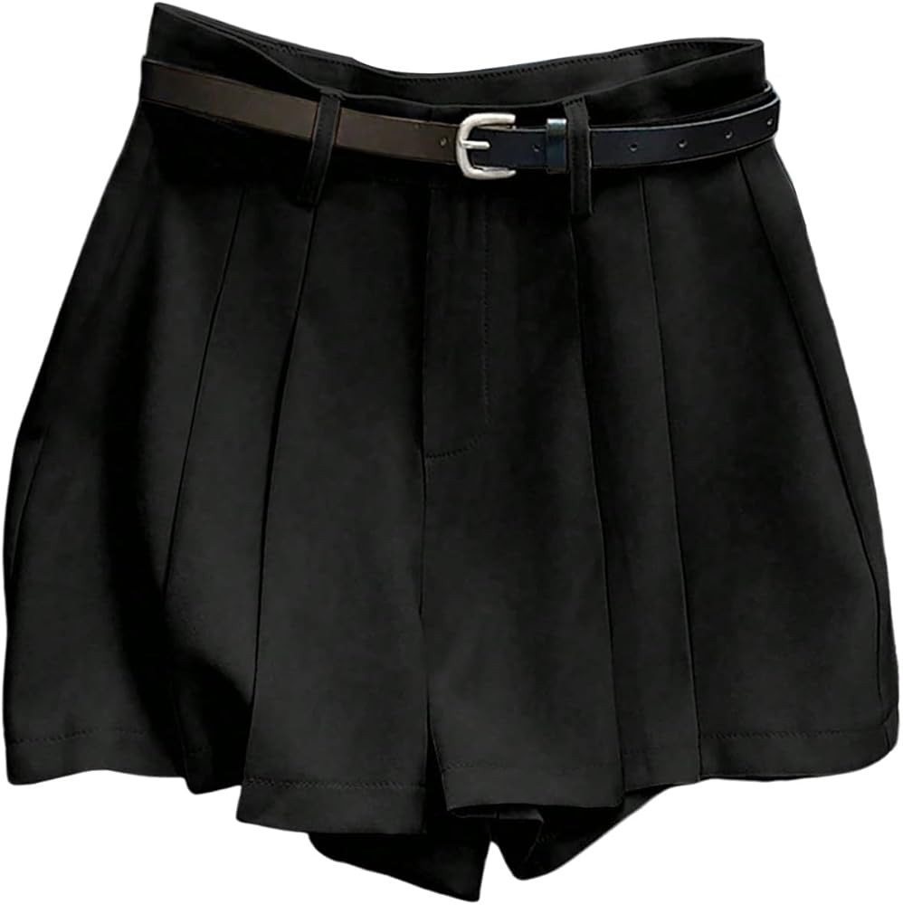 MakeMeChic Women's Dressy Shorts Pleated Work Office Dressy Wide Leg Business Shorts Without Belt | Amazon (US)