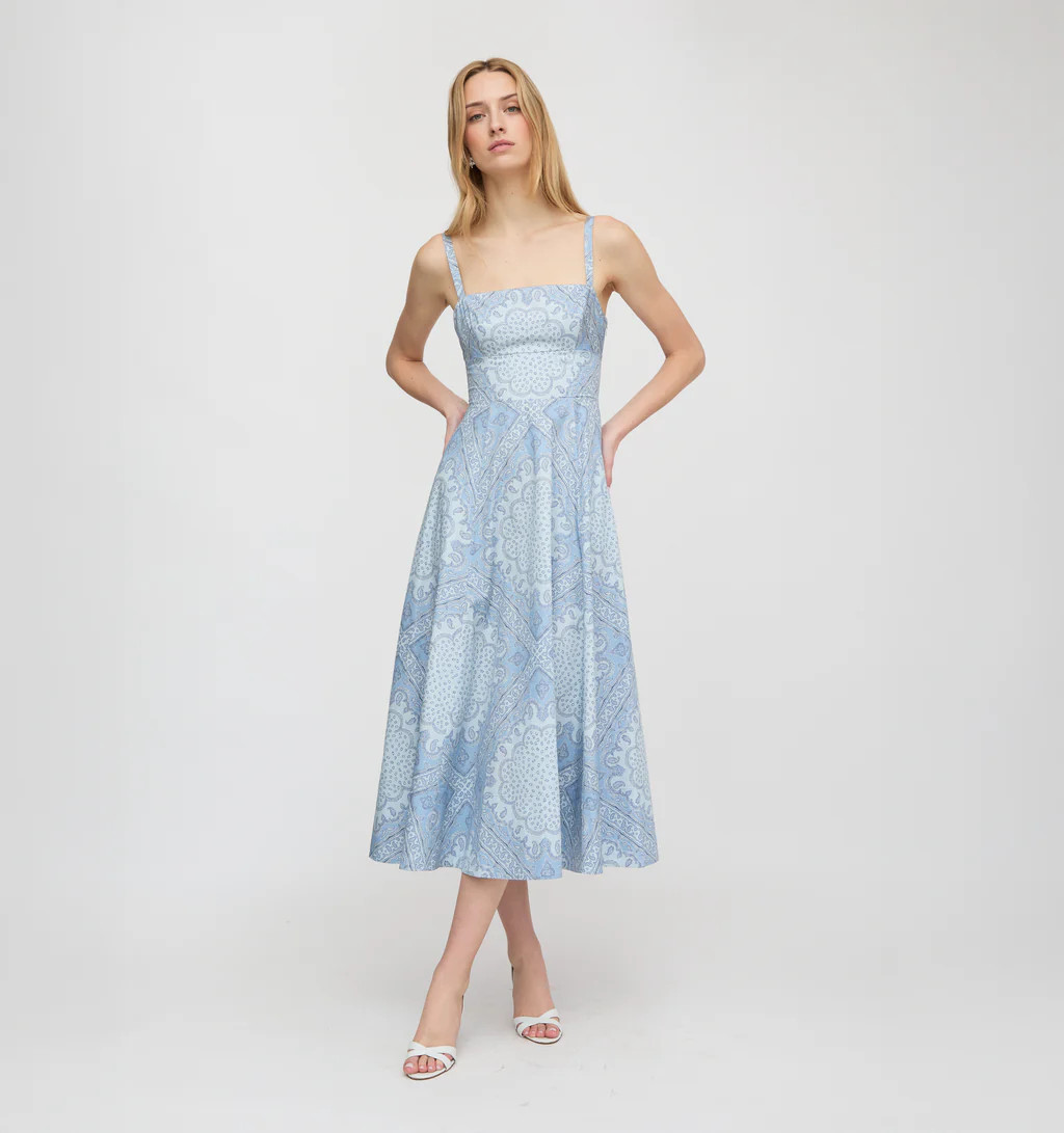 The Margot Dress - Dusty Blue Paisley Scarf | Hill House Home US