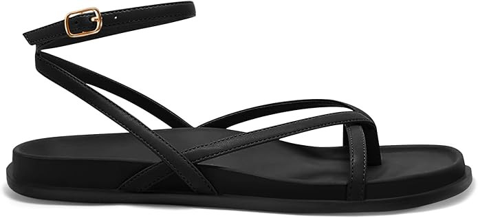 Coutgo Womens Strappy Flat Sandals Comfortable Flip Flop Footbed Sandals Ankle Strap Summer Beach... | Amazon (US)