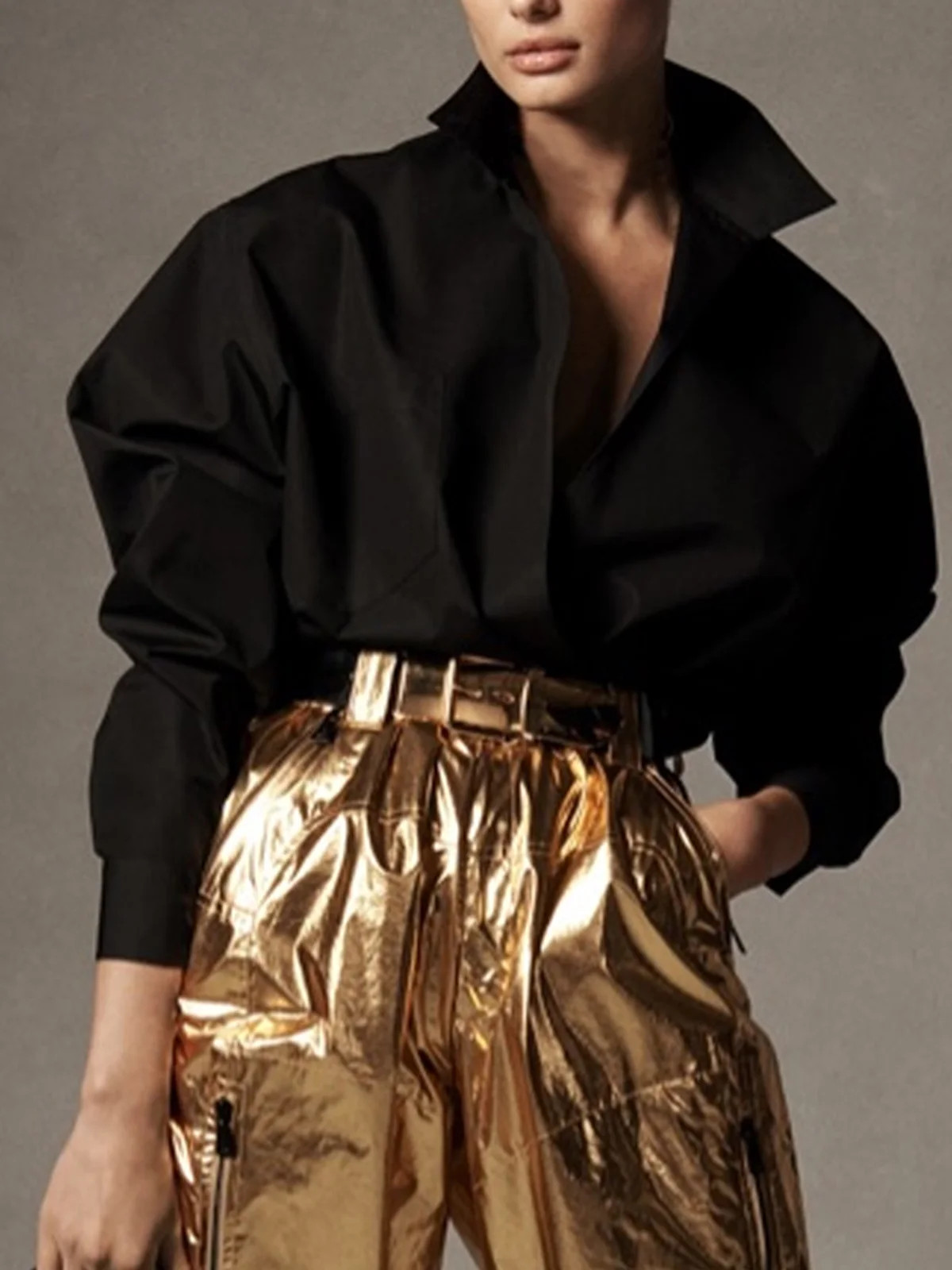 Regular Fit Stand Collar Urban Blouse | Stylewe