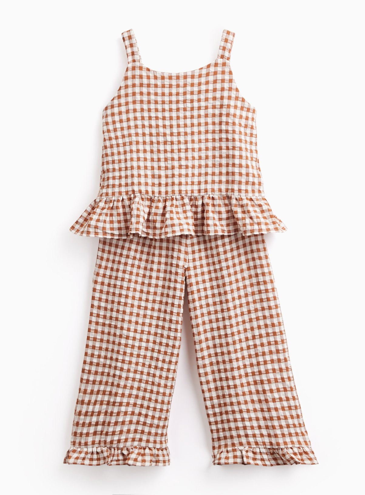 Neutral Seersucker Peplum Top & Trousers Set 1-2 years | Tu Clothing