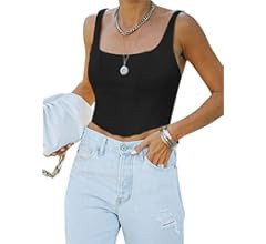 Women's Summer Sexy Square Neck Sleeveless Bustier Corset Crop Tank Tops | Amazon (US)