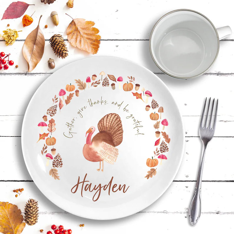 Thanksgiving Personalized Plate, Thanksgiving Place Setting, Thanksgiving Table Decor, Grateful, ... | Etsy (US)