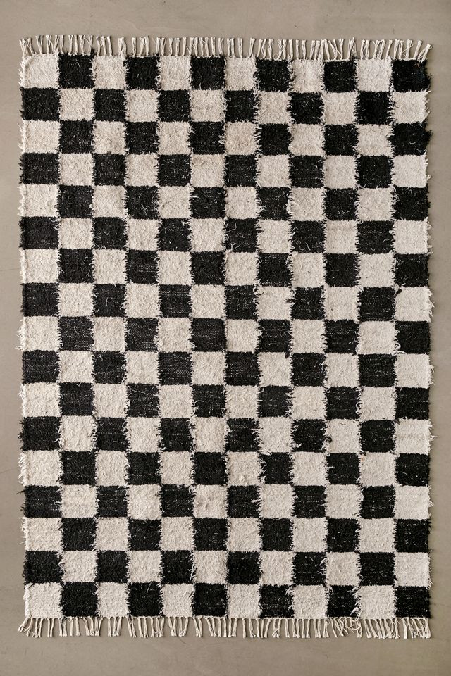 Checkerboard Shaggy Rug | Urban Outfitters (US and RoW)