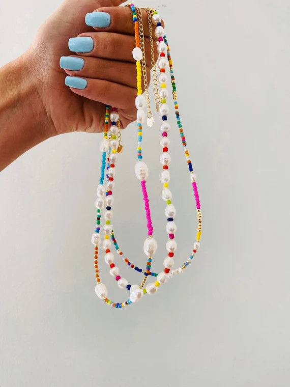 Summer Multicolored Beaded Necklaces | Etsy (US)