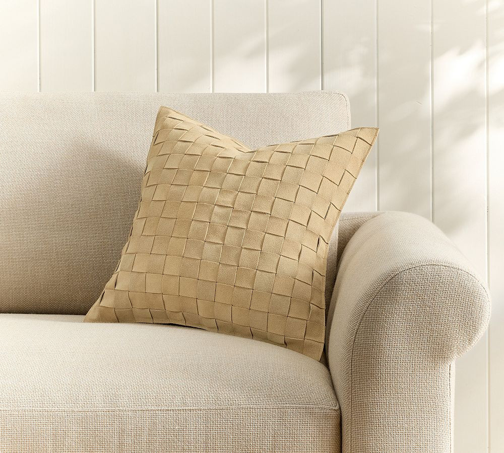 Basketweave Suede Pillow Cover | Pottery Barn (US)